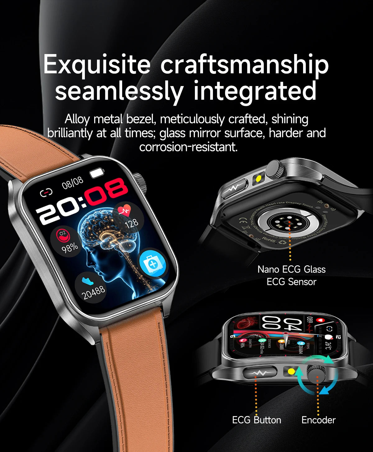 2026 m. Naujas dirbtinio intelekto mokslas Diagnostika EKG Sveikata Išmanusis laikrodis Vyrams Kraujospūdis Lipidai Šlapimo rūgštis Lazerinė terapija Sveikata Išmanioji apyrankė Vyrams