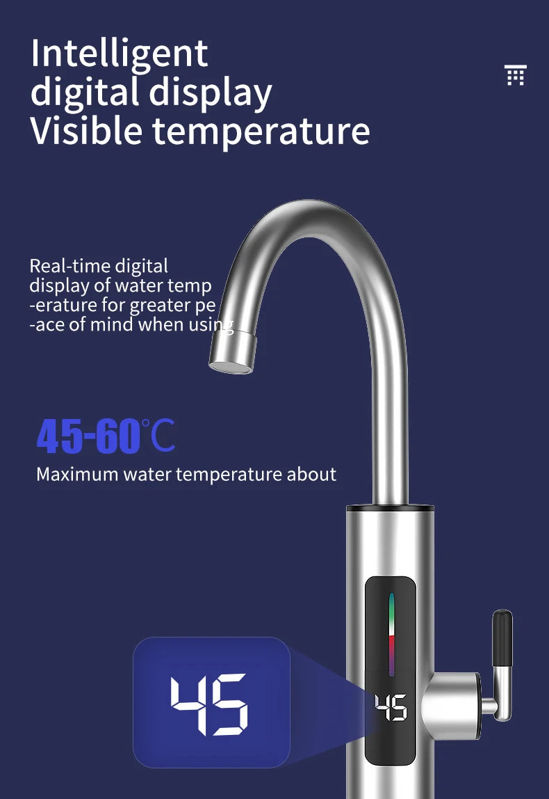 3000 W 220 V elektrinis virtuvės vandens šildytuvas, momentinio karšto nerūdijančio plieno vandens čiaupo šildytuvas, šalto šildymo čiaupas
