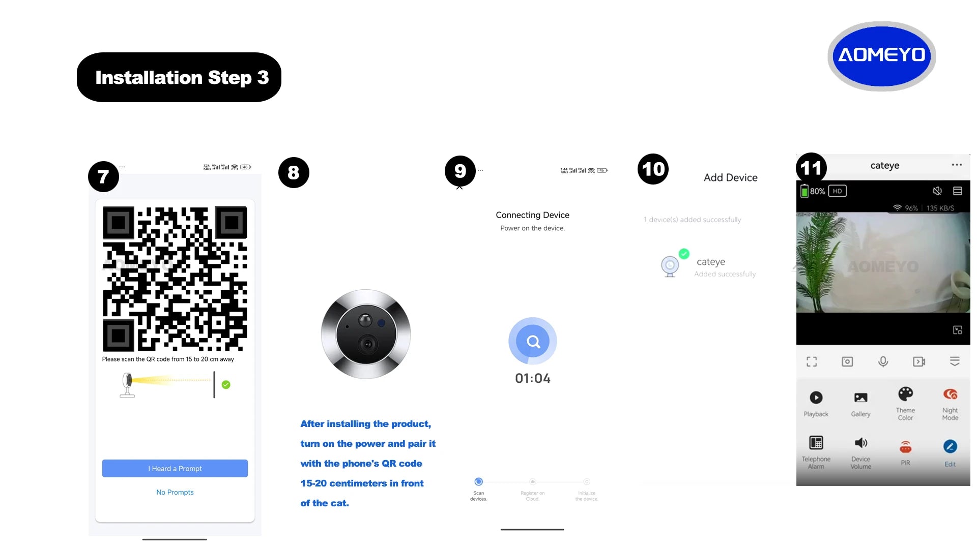 4,3 colio „Tuya Smart 1080P WiFi“ vaizdo kamera su naktinio matymo funkcija, skirta namų apsaugai ir durų kamerai