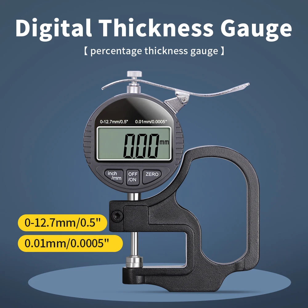 0.01mm/0.001mm Digital Thickness Gauge High-precision LCD Screen Electronic Percentage Micrometer Thickness Meter Measuring Tool