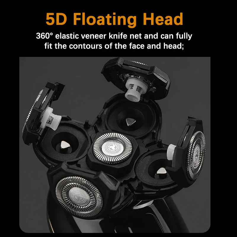 5 IN 1 elektrinis skustuvas, elektrinis skustuvas, įkraunamas skutimosi aparatas vyrams, barzdos skustuvas, drėgnas ir sausas, dvigubo naudojimo, vandeniui atsparus, greitas įkrovimas