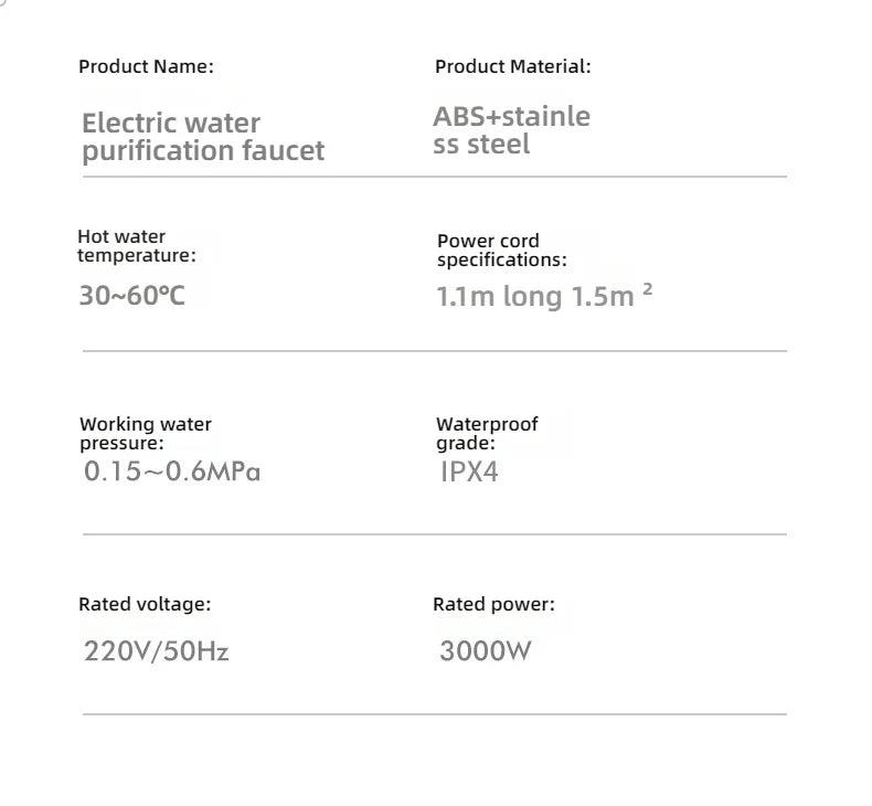 3000W Instant Hot Water Heater Faucet Electric Tankless for Kitchen Fast Heating Tap with Temperature Display