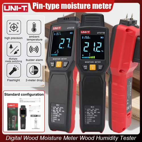 UNIT skaitmeninis medienos drėgmės matuoklis medienos drėgmės testeris higrometras medienos drėgmės detektorius LCD ekranas cemento plytų drėgmės matuoklis