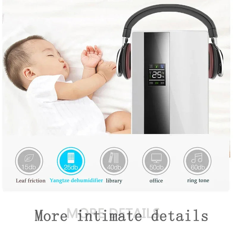 2025 New Dehumidifier Moisture Absorber Household Mute Bedroom Basement Remote Control Timing External Water Pipe