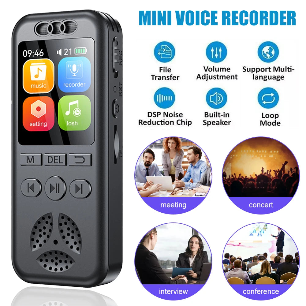 128 GB skaitmeninis balso įrašymo įrenginys, 1536 KBPS, profesionalus garso diktofonas, balsu aktyvuojamas garso įrašymas, WAV MP3 grotuvas susitikimams