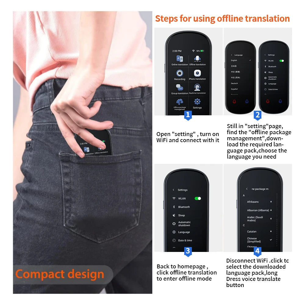 2025 m. naujas dirbtinio intelekto išmanusis balso vertėjas, 138 kalbos, nešiojamas, palaikantis „WiFi“, „Full 3D“ jutiklinį ekraną, nuotraukų įrašymą neprisijungus, vertimą