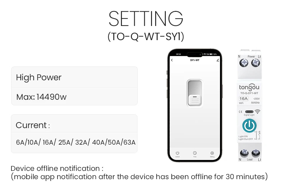 Smart WiFi DIN Rail Circuit Breaker – Energy Monitoring & Remote Control