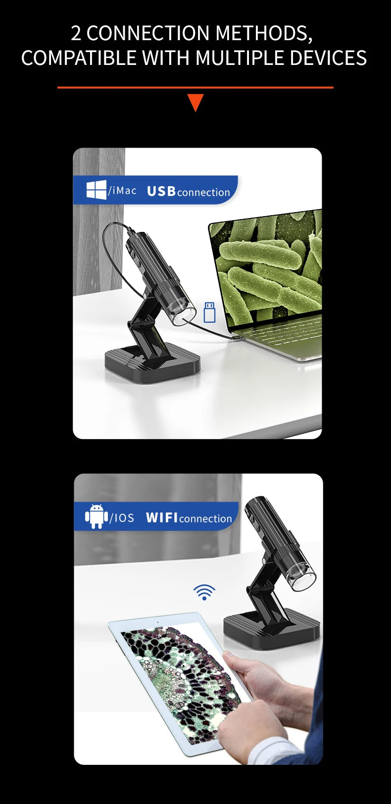 1000X Magnification Digital Microscope 1080p USB Electron Microscopios 8 LED Light Video Photo for Electronics Repair PCB PC