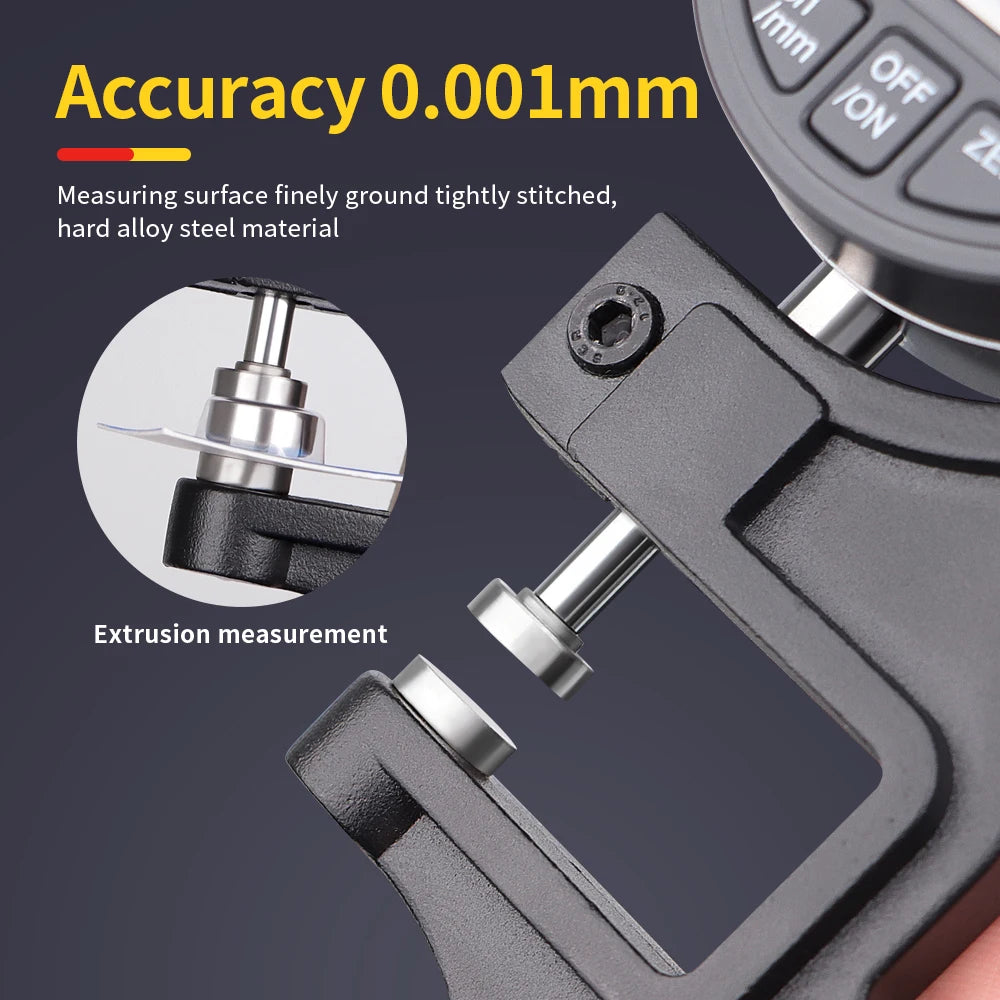 0.01mm/0.001mm Digital Thickness Gauge High-precision LCD Screen Electronic Percentage Micrometer Thickness Meter Measuring Tool