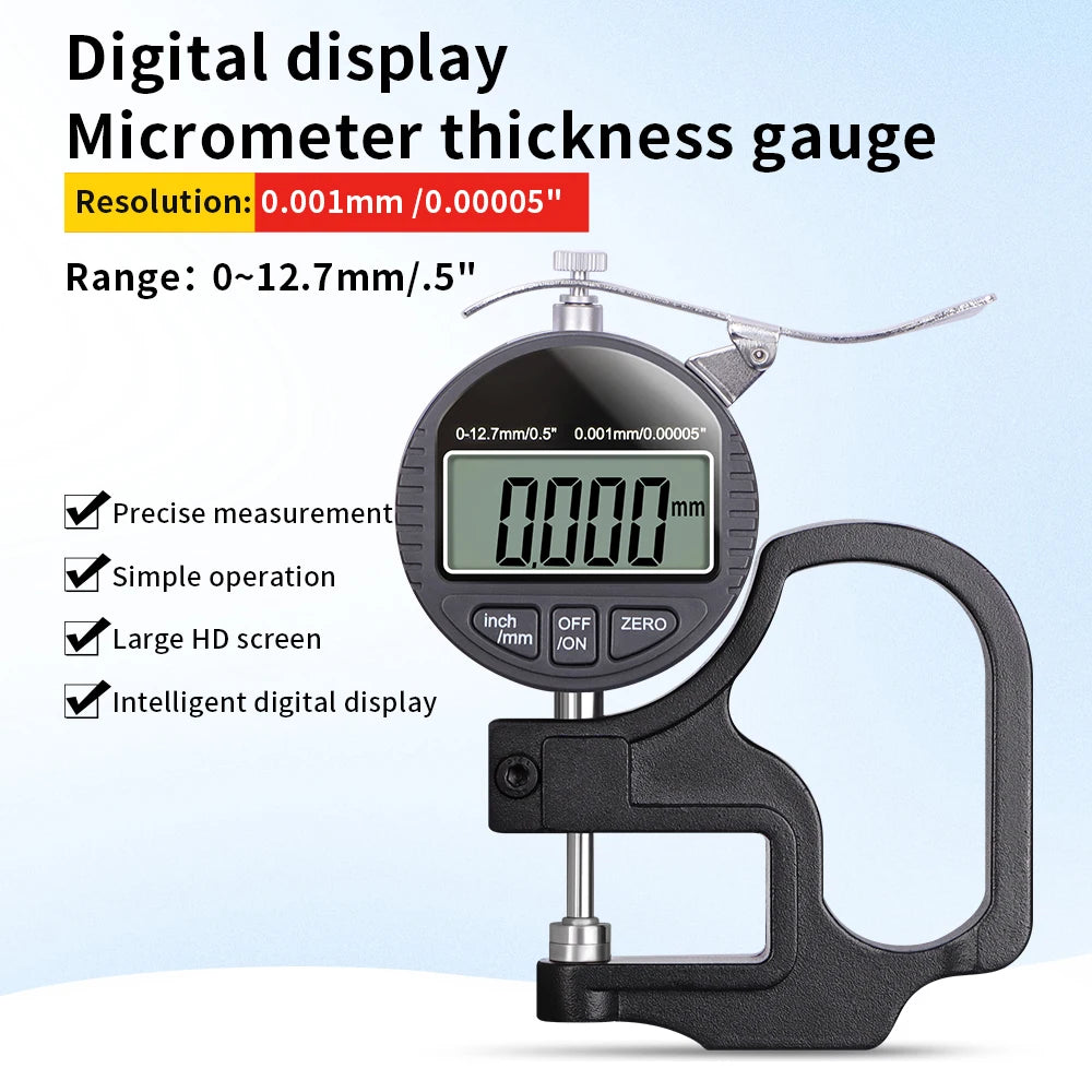 0.01mm/0.001mm Digital Thickness Gauge High-precision LCD Screen Electronic Percentage Micrometer Thickness Meter Measuring Tool