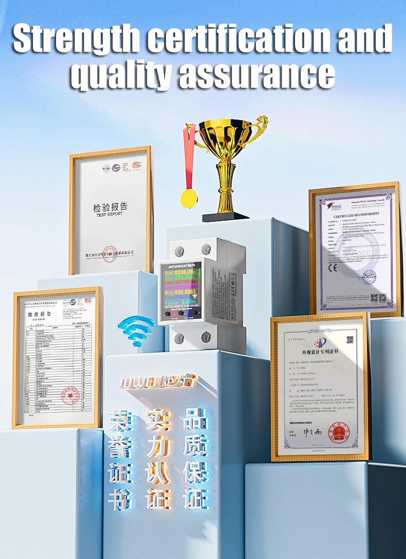 100A „Tuya WiFi“ DIN bėgelio galios ir energijos skaitiklis AC50–320V išmanusis elektros energijos skaitiklis skaitmeninis ekranas su įtampos kreive ir ampermetras GR2PW