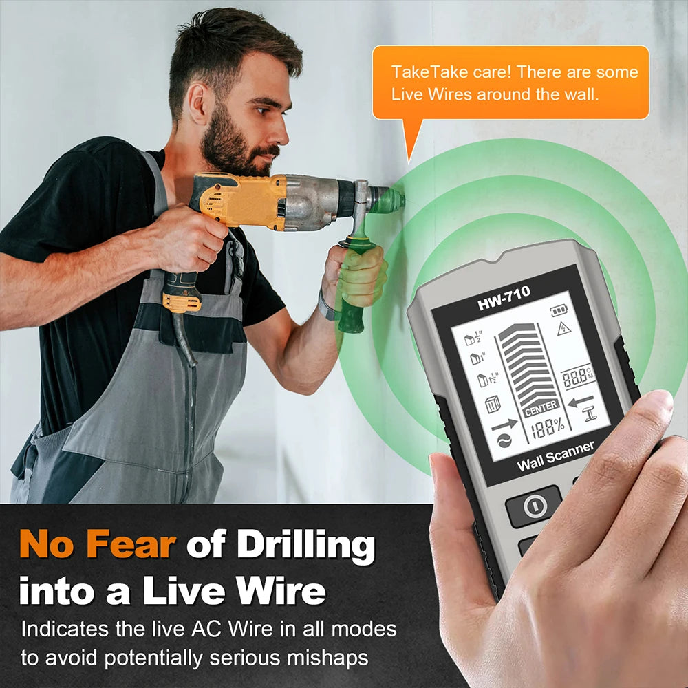 5 in 1 Wall Metal Detector Depth Wall Stud Finder Metal Wood Studs AC Voltage Live Wire Detect Wall Scanner Electric Box  Finder