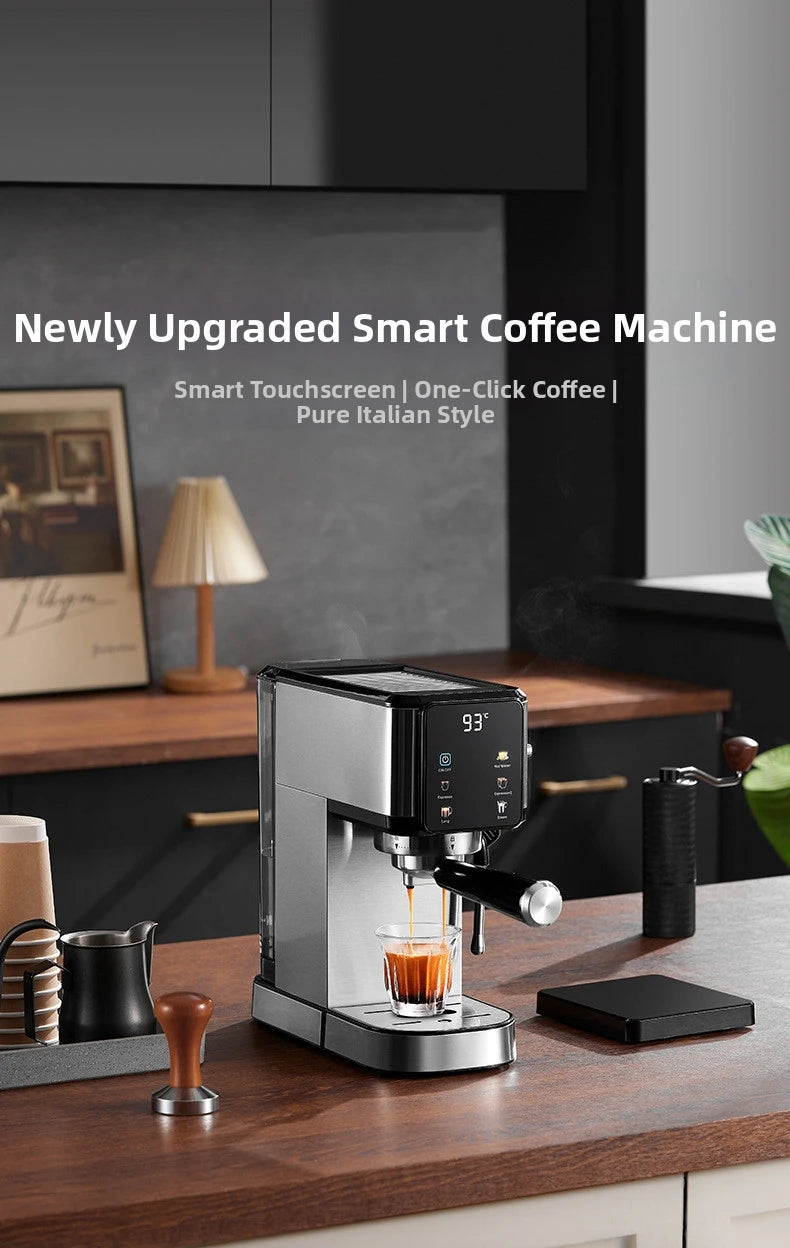 20Bar Touch Screen Espresso Machine, Stainless Steel Coffee Maker with Milk Frother Touch Screen BPA-Free & Easy Clean
