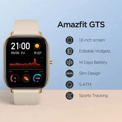 „Amazfit GTS“ išmanusis laikrodis vyrams ir moterims, 5 bankomatai, vandeniui atsparus sporto stebėjimas, redaguojami valdikliai, muzikos valdymas, atnaujinimo aparatas