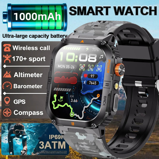 DAORKOW 2025 GPS Smart Watch – 2.01” AMOLED Display, Bluetooth Calling, Health Tracking & Motion GPS