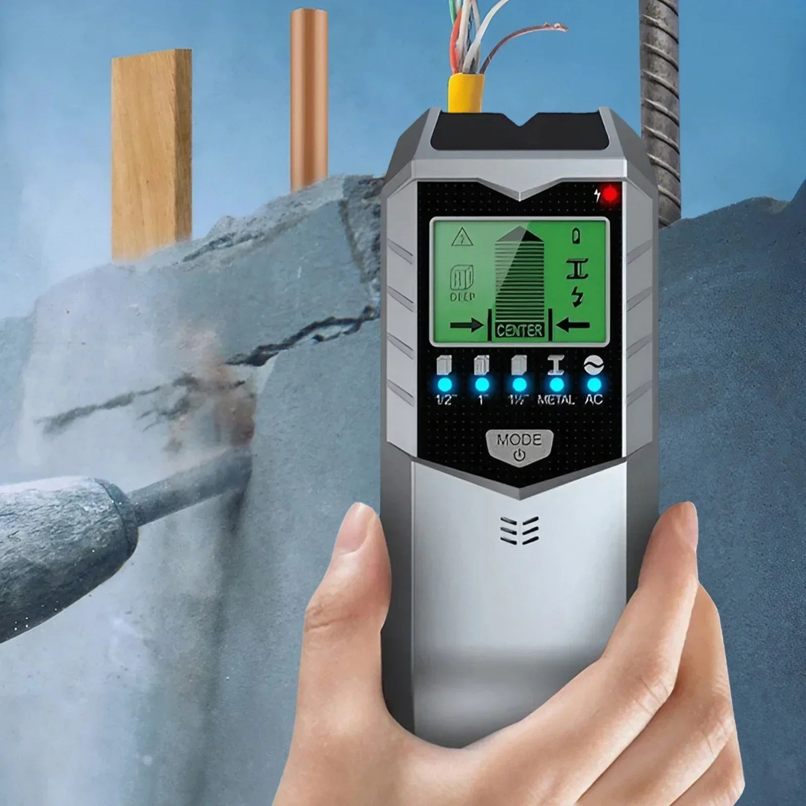Многофункциональный ручной металлоискатель 5-в-1 для поиска металла, проводов, деревянных балок и электрических токов, точный инструмент для измерения параметров стен.