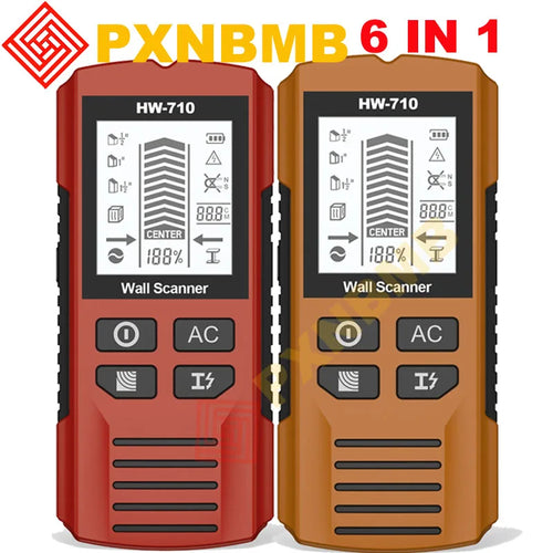 6 viename sieninis metalo detektorius, gylio smeigės, metalinių medinių smeigių paieška, kintamosios įtampos laidų aptikimas, sieninis skaitytuvas, elektrinis medinių dėžių ieškiklis