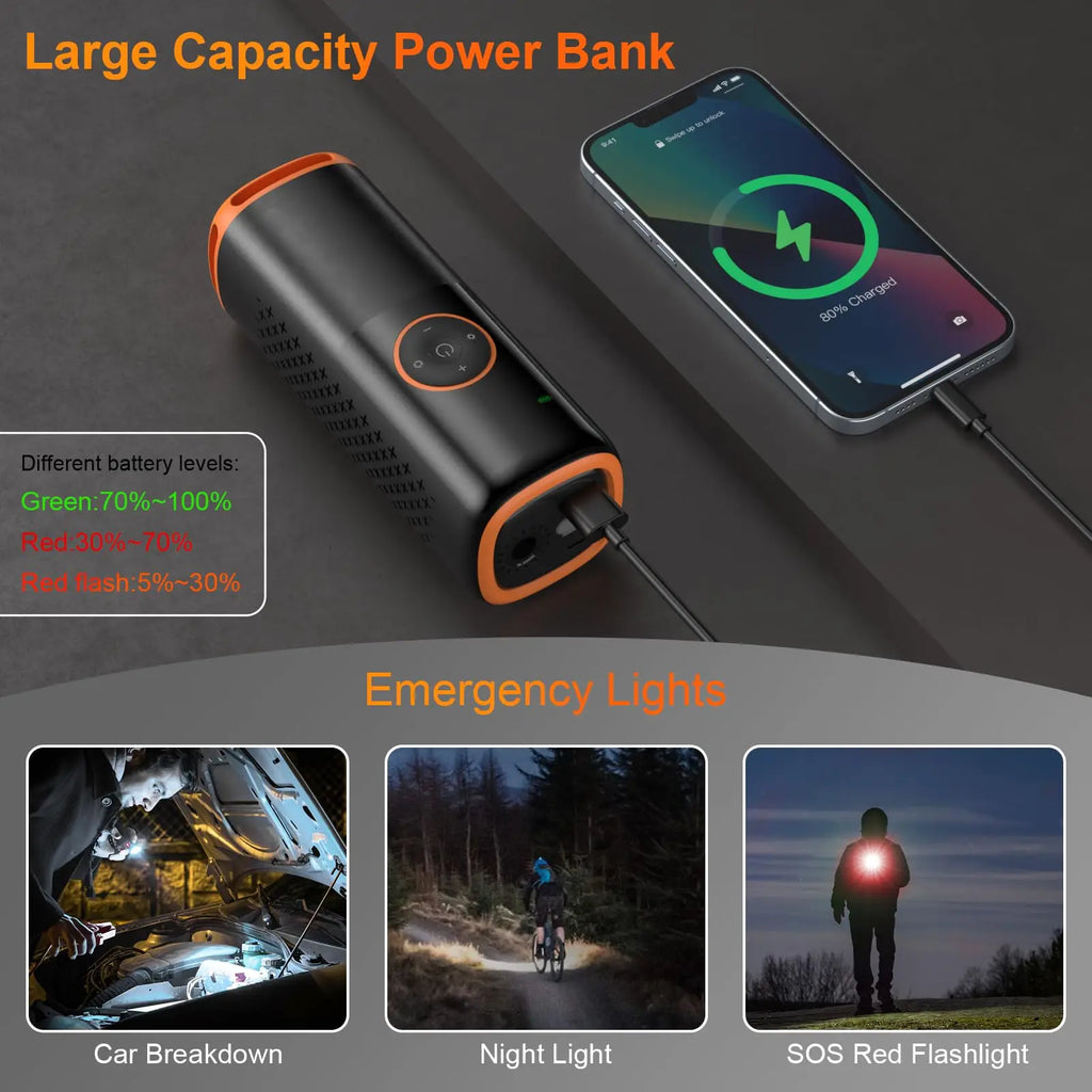 160 PSI nešiojamas padangų pripūtimo oro kompresorius su padangų slėgio matuokliu automobilių, dviračių, motociklų padangoms, kamuoliams ir kt.