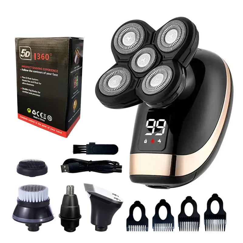 5 IN 1 elektrinis skustuvas, elektrinis skustuvas, įkraunamas skutimosi aparatas vyrams, barzdos skustuvas, drėgnas ir sausas, dvigubo naudojimo, vandeniui atsparus, greitas įkrovimas