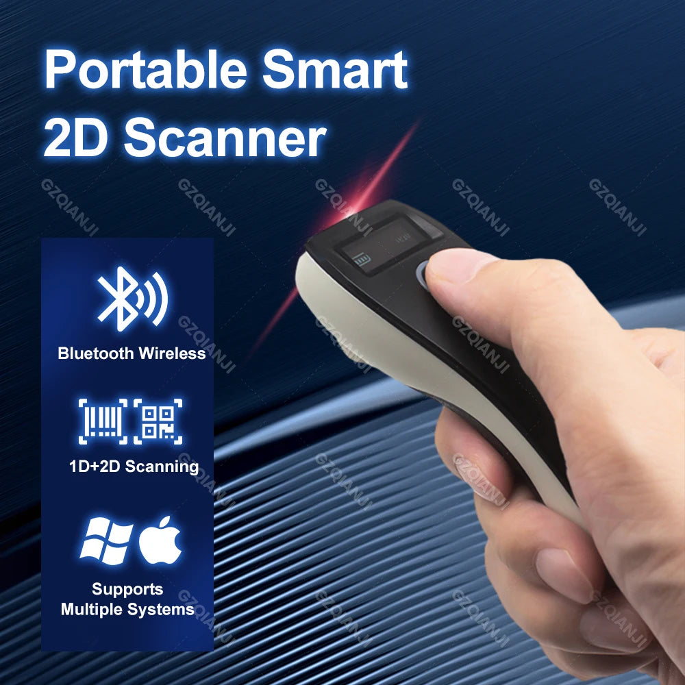 2D Barcode Scanner Mini 3-in-1 Usb Bluetooth 2.4G Wireless Portable 1D 2D QR Code Data Matrix PDF417 Reader & Storage Function