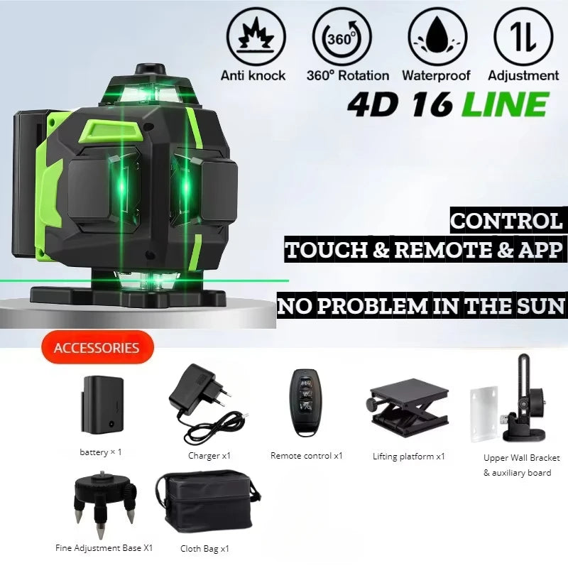 16 Lines Laser Level Green Line SelfLeveling 360 Horizontal And Vertical Professional Building Mini Laser Level