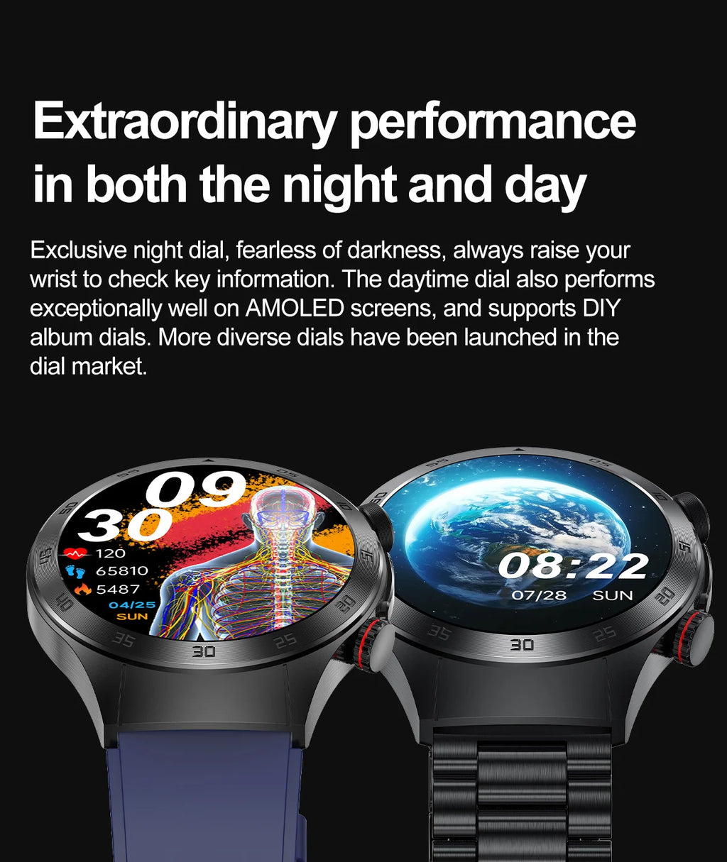 2026 m. naujas neinvazinis lazerinis gydymas, trijų aukštų išmanusis laikrodis, safyro ekranas, kraujo riebalai, šlapimo rūgštis, EKG, sveikatos diagnozė, išmanusis laikrodis