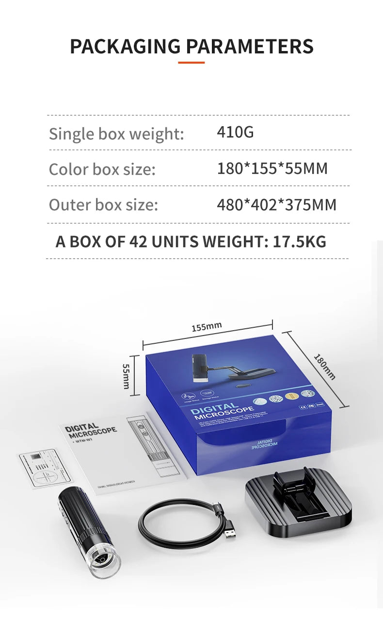 1000X Magnification Digital Microscope 1080p USB Electron Microscopios 8 LED Light Video Photo for Electronics Repair PCB PC