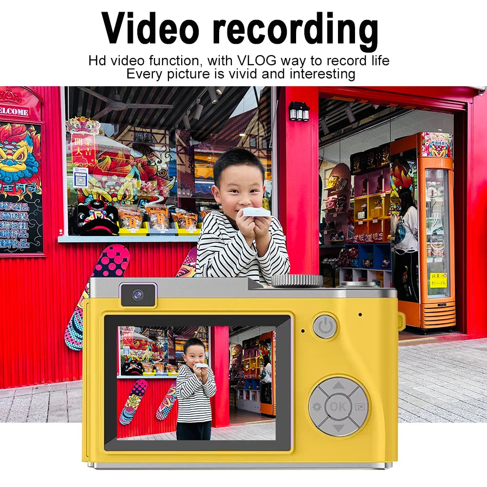 4K Digital Camera 48MP Kid Camera Autofocus Vlogging Camera 2.4inches Flip the screen 180 ° for Kid Adult Beginners Portable Cam