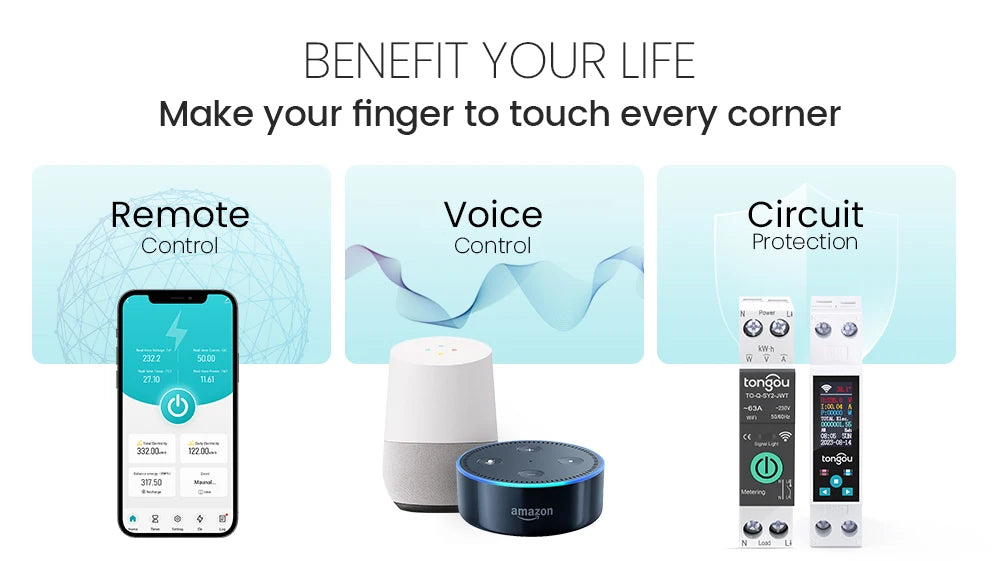 Smart WiFi DIN Rail Circuit Breaker – Energy Monitoring & Remote Control
