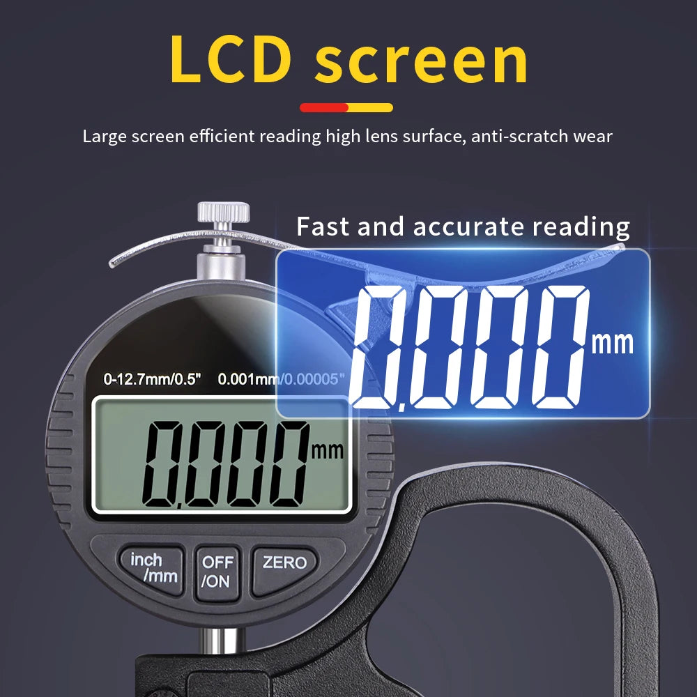 0.01mm/0.001mm Digital Thickness Gauge High-precision LCD Screen Electronic Percentage Micrometer Thickness Meter Measuring Tool