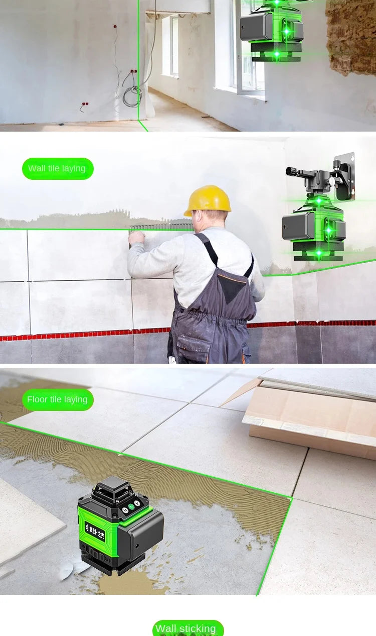 3D/4D nivel a laser 12/16 Lines Laser Level 3° Self-leveling Machine Battery Leveling Tool Vertical Horizontal Lazer Levels