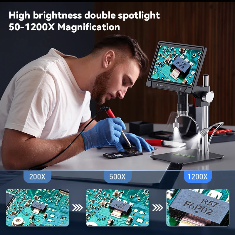 10.1'' Digital Microscope Full View 1920P Coin Microscope with 28 LEDs USB Professional Electron Microscopios For Repair 3000mAH