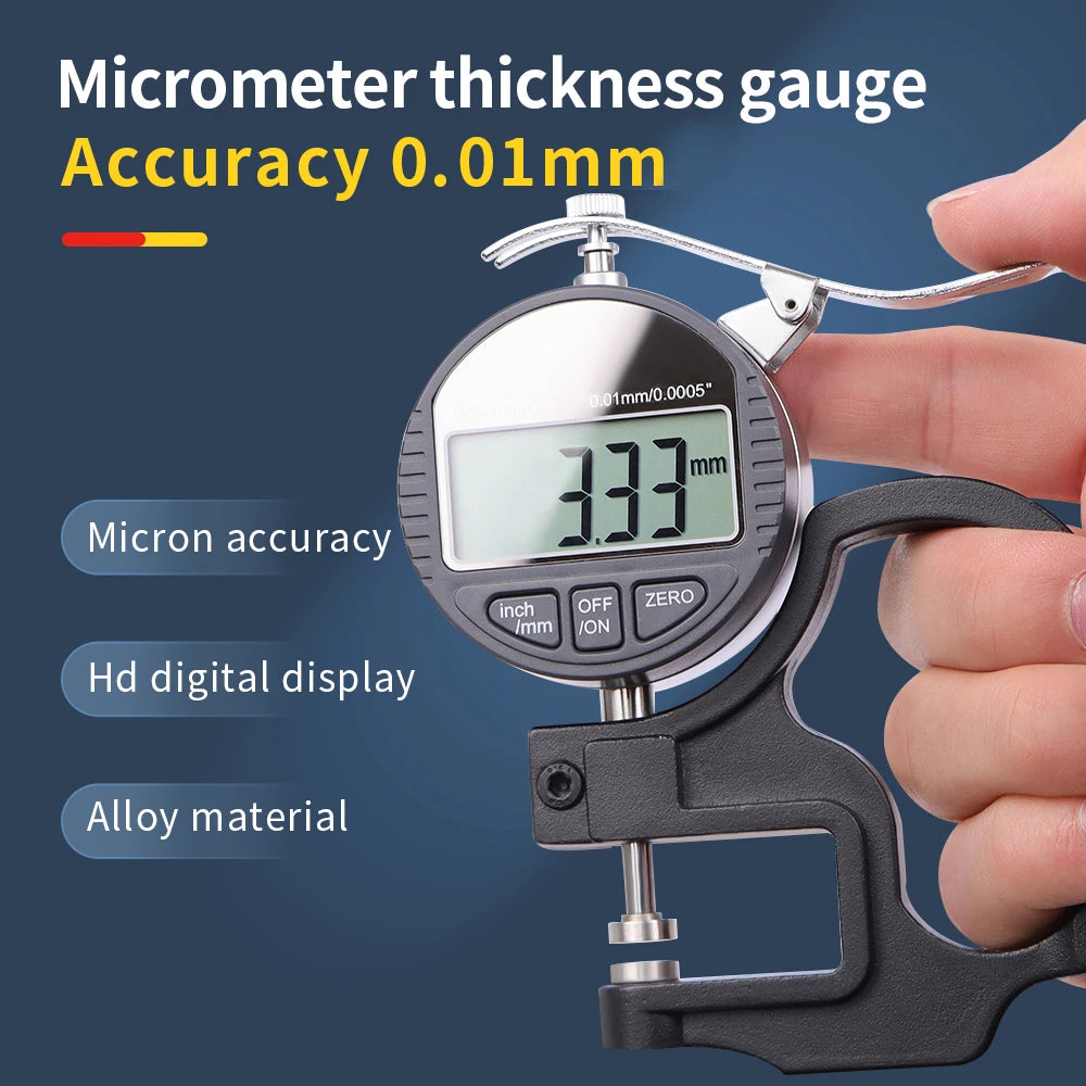 0.01mm/0.001mm Digital Thickness Gauge High-precision LCD Screen Electronic Percentage Micrometer Thickness Meter Measuring Tool