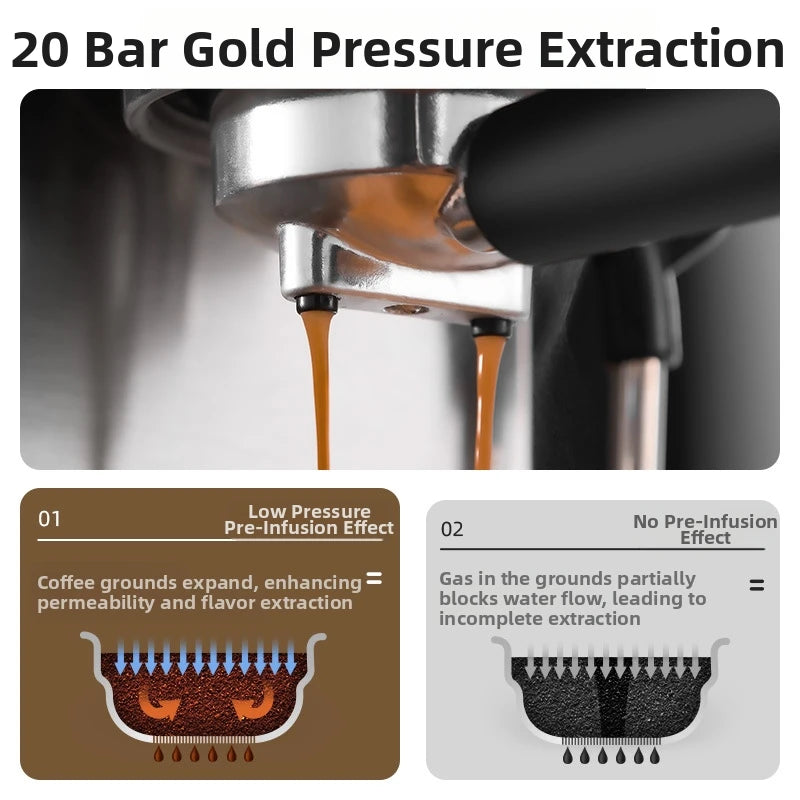 20Bar Touch Screen Espresso Machine, Stainless Steel Coffee Maker with Milk Frother Touch Screen BPA-Free & Easy Clean