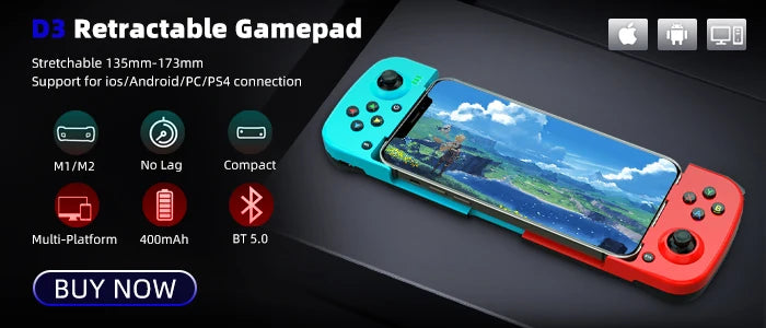 VILCORN D8 Dual Hall RGB Gaming Controller – Telescopic Bluetooth Gamepad for Android, Switch, PS4, PC & Streaming