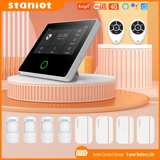 Smart WiFi & 4G Home Alarm System Touchscreen Security Panel with Built-in Siren & App Control