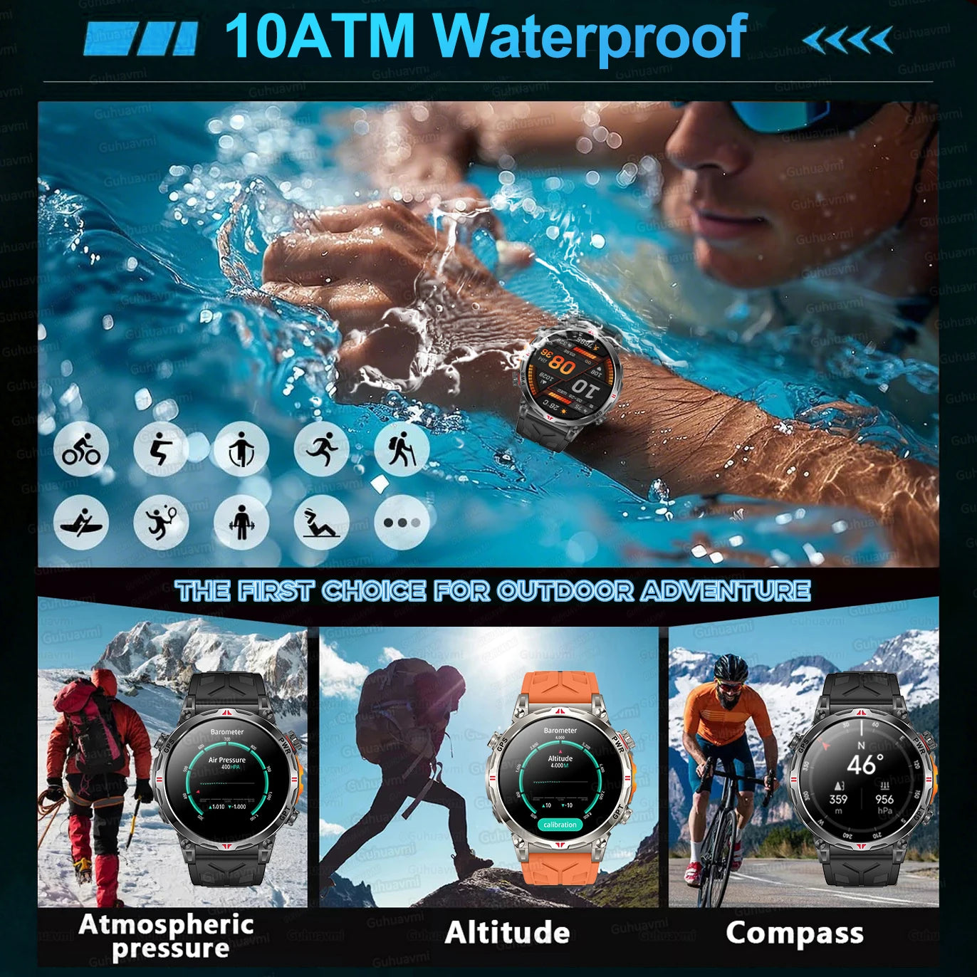 2026 m. Naujas „T-REX 3“ GPS sportinis išmanusis laikrodis vyrams, kompasas, 10 ATM, atsparus vandeniui, 24/7 sveikatos stebėjimas, pokalbiai, GPT, „Bluetooth“ skambučiai, išmanusis laikrodis