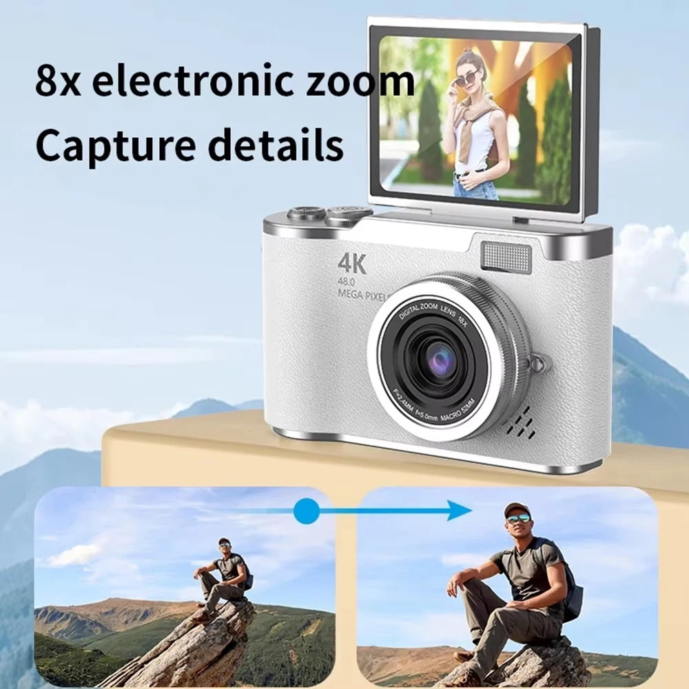 4K Digital Camera 48MP Kid Camera Autofocus Vlogging Camera 2.4inches Flip the screen 180 ° for Kid Adult Beginners Portable Cam