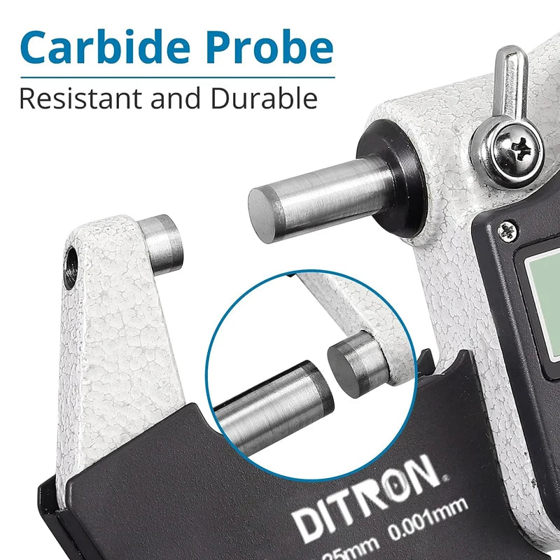 Цифровой микрометр 0-25 мм со шкалой, электронный наружный микрометр, микрометрический калибр 0,001 мм.