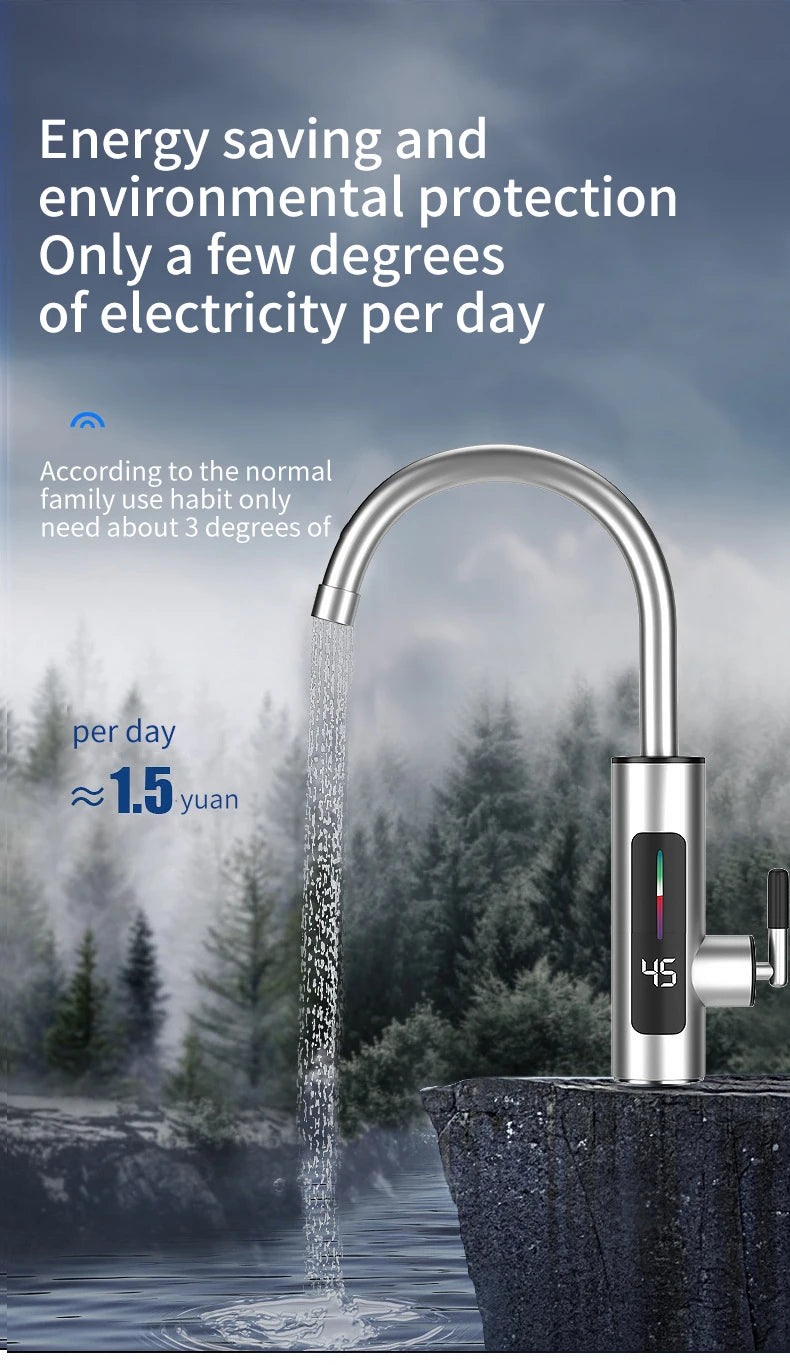 3000 W 220 V elektrinis virtuvės vandens šildytuvas, momentinio karšto nerūdijančio plieno vandens čiaupo šildytuvas, šalto šildymo čiaupas
