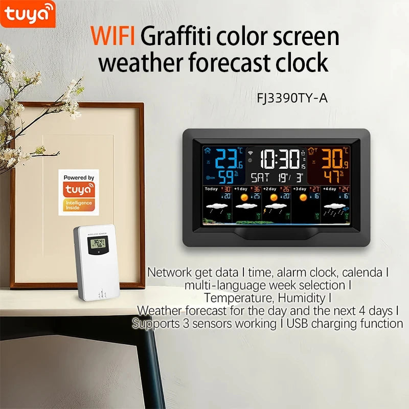 Smart WiFi Weather Station with Color Display – Indoor & Outdoor Climate Monitor