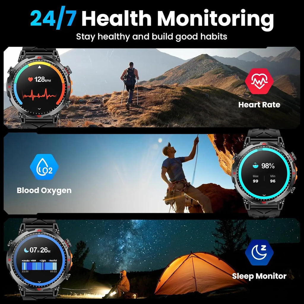 2026 m. Naujas „T-REX 3“ GPS sportinis išmanusis laikrodis vyrams, kompasas, 10 ATM, atsparus vandeniui, 24/7 sveikatos stebėjimas, pokalbiai, GPT, „Bluetooth“ skambučiai, išmanusis laikrodis