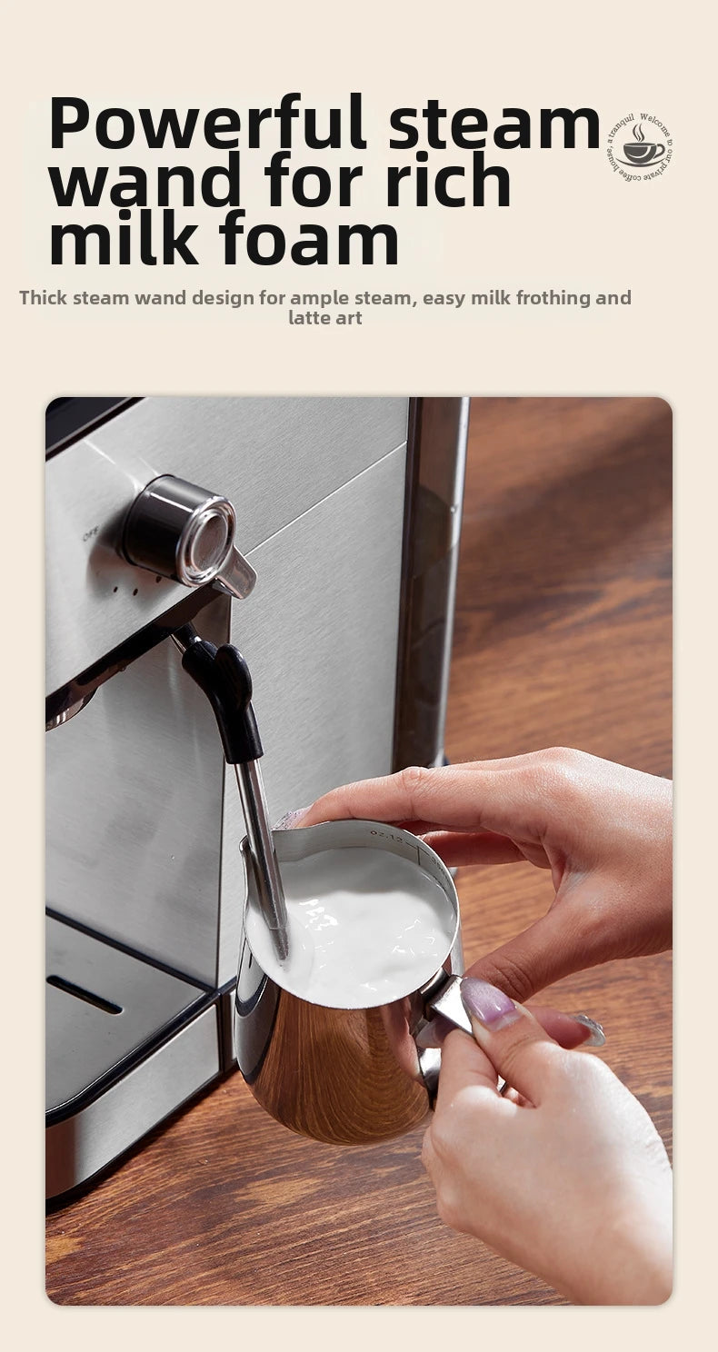 20Bar Touch Screen Espresso Machine, Stainless Steel Coffee Maker with Milk Frother Touch Screen BPA-Free & Easy Clean