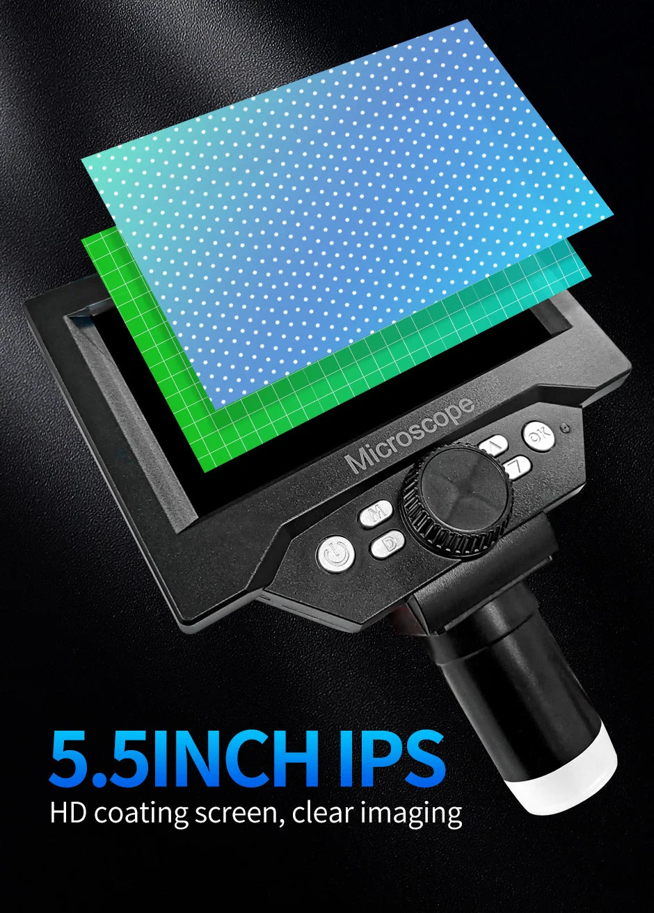 5.5" LCD Digital Microscope 1000X 1080P Coin Microscope Magnifier with Stand Soldering Microscope for Electronics Repair