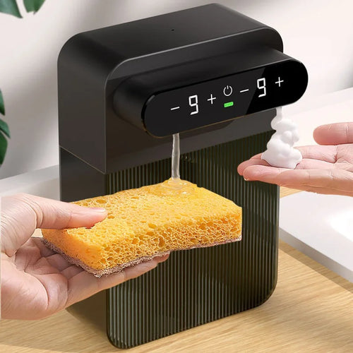 Automatinis putojančio muilo dozatorius 400 ml + 400 ml, įkraunamas per USB, dvigalvis, bekontaktis, tvirtinamas prie sienos, įvairiems atvejams