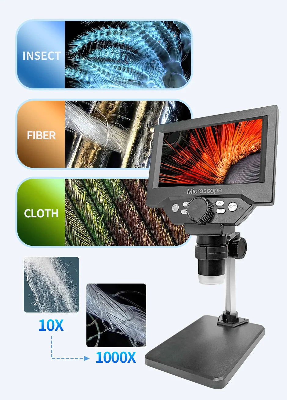5.5" LCD Digital Microscope 1000X 1080P Coin Microscope Magnifier with Stand Soldering Microscope for Electronics Repair