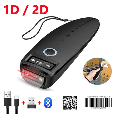 2D brūkšninių kodų skaitytuvas „Bluetooth 2.4G“ belaidis 1D 2D QR kodo skaitytuvas, mini nešiojamas kišeninis skaitytuvas, „iOS“, „Android“ kompiuteris, skirtas mobiliesiems mokėjimams