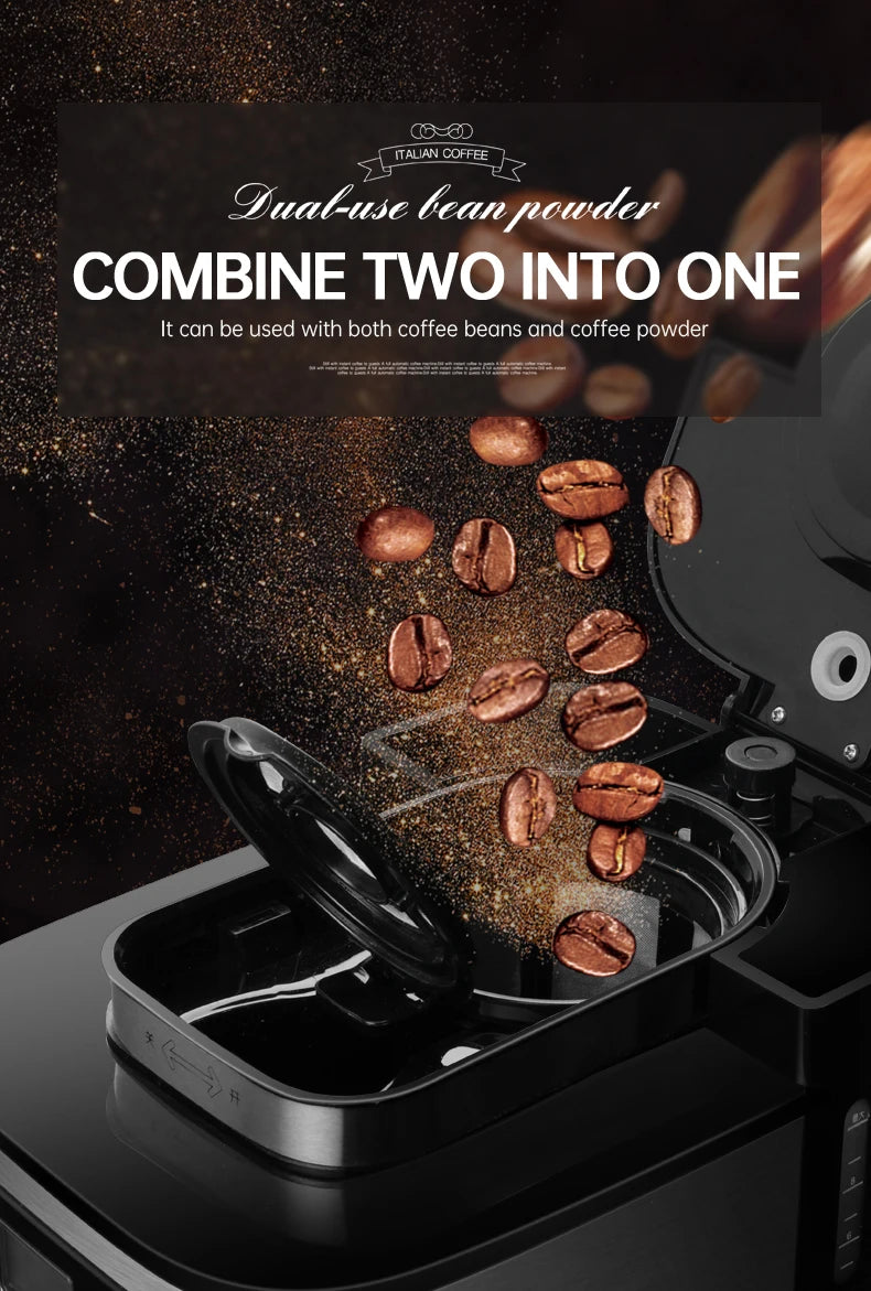 Petrus PE3200 Drip Coffee Maker – 10-Cup Stainless Steel with Built-In Grinder