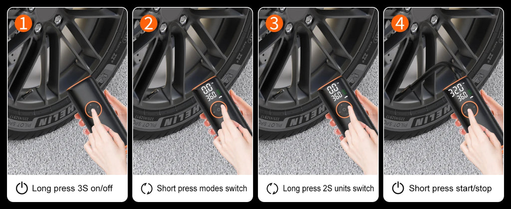 160 PSI nešiojamas padangų pripūtimo oro kompresorius su padangų slėgio matuokliu automobilių, dviračių, motociklų padangoms, kamuoliams ir kt.