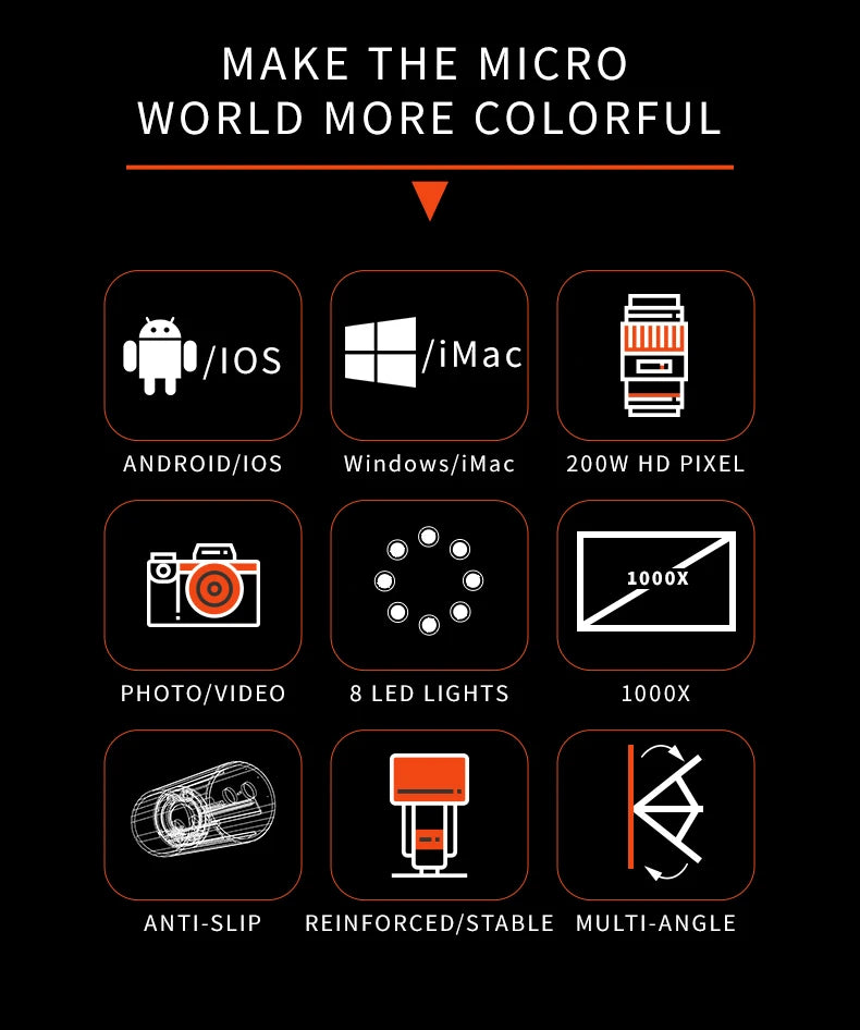 1000X Magnification Digital Microscope 1080p USB Electron Microscopios 8 LED Light Video Photo for Electronics Repair PCB PC